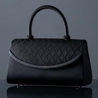 岩佐謹製「博多織」格子文様フォーマルバッグ