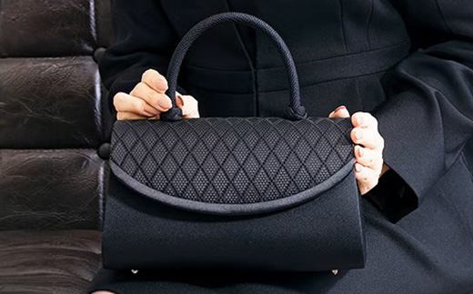 岩佐謹製「博多織」格子文様フォーマルバッグ