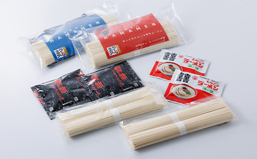 福岡県産ラー麦100%使用　HAMAMENラーメンセット16食(とんこつ、しょうゆ)
