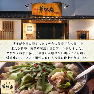 【毎月定期便】博多華味鳥 もつ鍋セット(醤油味) 3～4人前(大野城市)全3回【配送不可地域：離島】