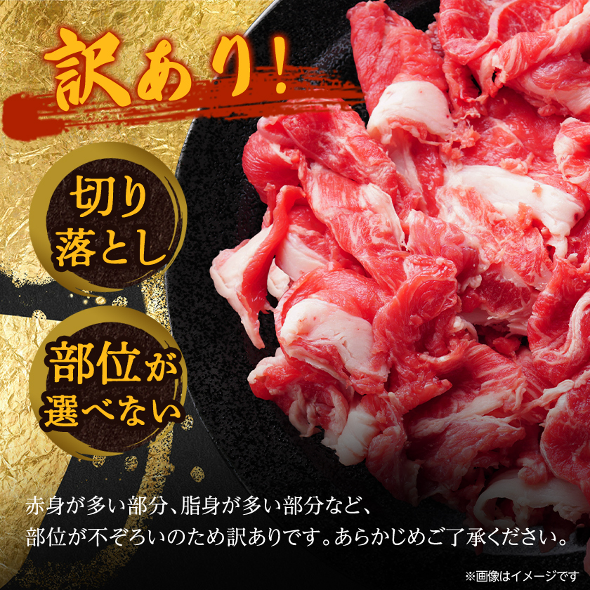【毎月定期便】訳あり!博多和牛切り落とし　1.2kg(600g×2p)全3回【配送不可地域：離島】