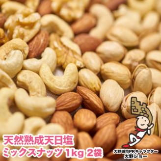 天然熟成天日塩 ミックスナッツ 2kg(1kg×2袋)(大野城市)