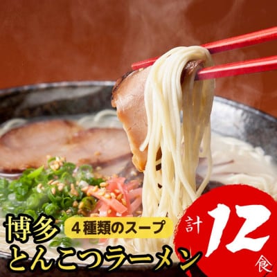 福岡ブランド 博多とんこつラーメン12食　4種類の本場博多の福岡産スープ(麺1袋100G)(大野城)
