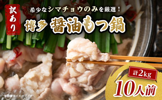 訳あり!博多醤油もつ鍋　10人前(2人前×5セット)【配送不可地域：離島】