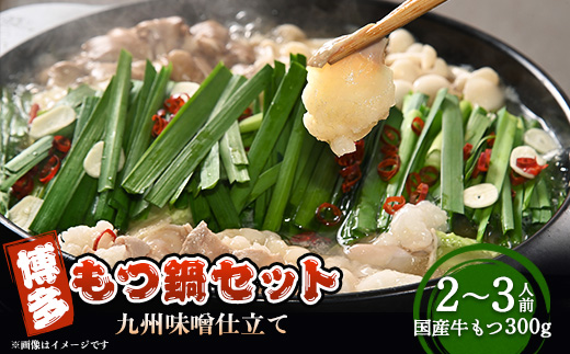 博多もつ鍋セット(九州味噌仕立て)国産牛もつ 300g　2～3人前【配送不可地域：離島】