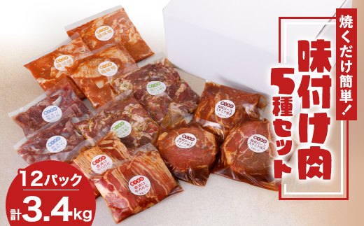 焼くだけ簡単!味付け肉セット《合計3.4kg》【配送不可地域：離島】