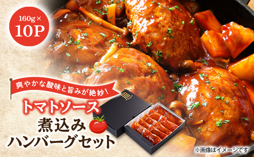 大野城市限定!トマトソース煮込みハンバーグセット 1.6kg(160g×10P)(大野城市)【配送不可地域：離島】