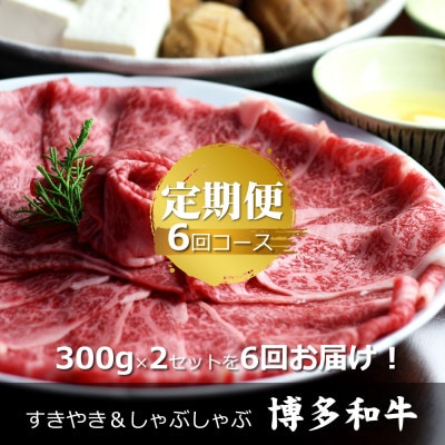 【毎月定期便】博多和牛 ザブトン・肩ロース芯 300g×2パック全6回【配送不可地域：離島】
