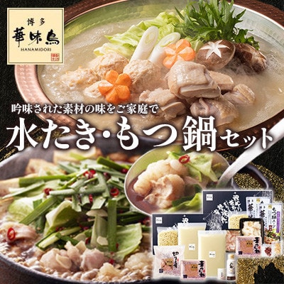 【毎月定期便】博多華味鳥 水たき・もつ鍋(醤油味)セット 各3～4人前(大野城市)全6回【配送不可地域：離島】