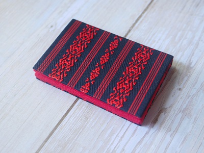 博多織 名刺入れ 献上柄・黒赤【数寄屋】_KA1235