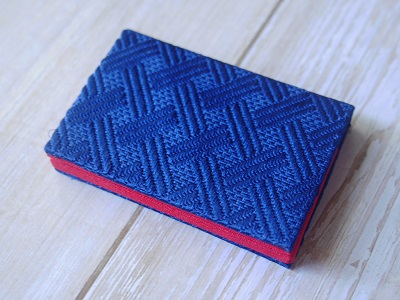 博多織 名刺入れ 格子柄・瑠璃色【数寄屋】_KA1236
