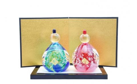 ちょこんとかわいい手作りガラスのお雛様GN-17【粋工房】_KA1188