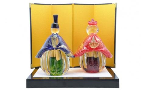 幸せいつまでも。手作りガラスのお雛様GN-18【粋工房】_KA1189