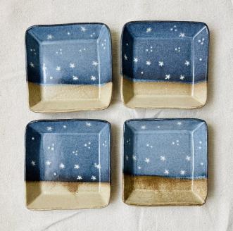 むなかた夜の浜辺 角皿 4枚セット【716】_KA0971
