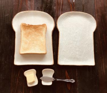 食パンの皿　ラージサイズ　4枚セット+箸置き4個セット【716】_KA0973