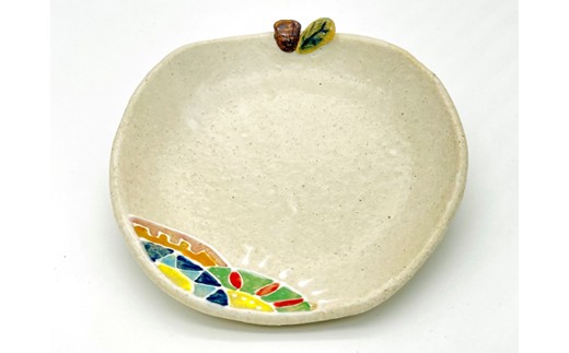 ヒラメキ！の林檎皿 白マット【716】_HA1717