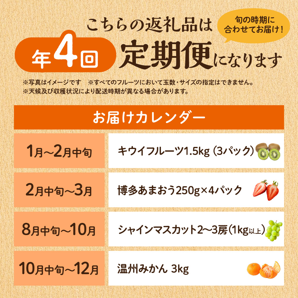 【定期便/年4回】ＪＡむなかた厳選！人気のフルーツ定期便【ほたるの里】_HB0140