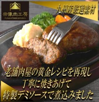 【湯煎で簡単調理】熟成ハンバーグ／特製デミソース　10個【宗像肉工房】_HA0990