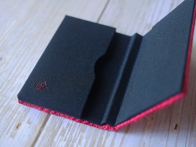 博多織 名刺入れ 格子柄・赤色【数寄屋】_KA1237