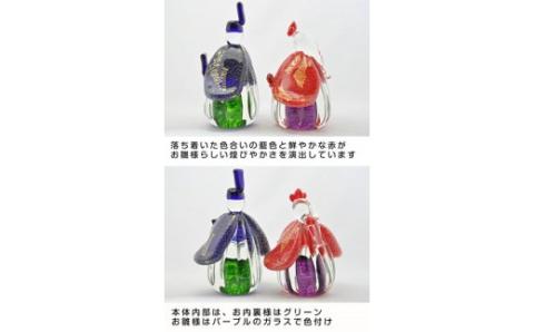 幸せいつまでも。手作りガラスのお雛様GN-18【粋工房】_KA1189