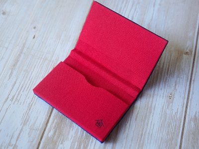 博多織 名刺入れ 格子柄・瑠璃色【数寄屋】_HA1236