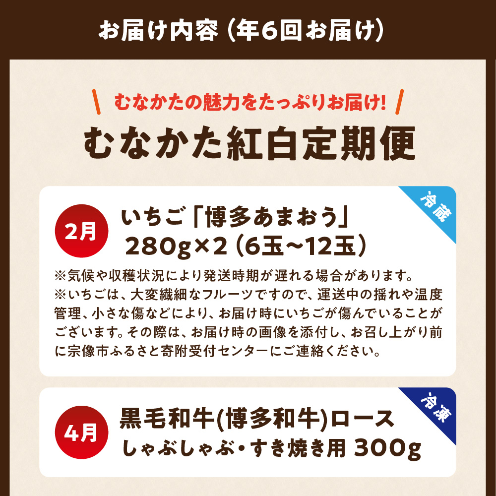 【年6回／偶数月お届け】むなかたの魅力をたっぷりお届け!むなかた紅白定期便_HB0201