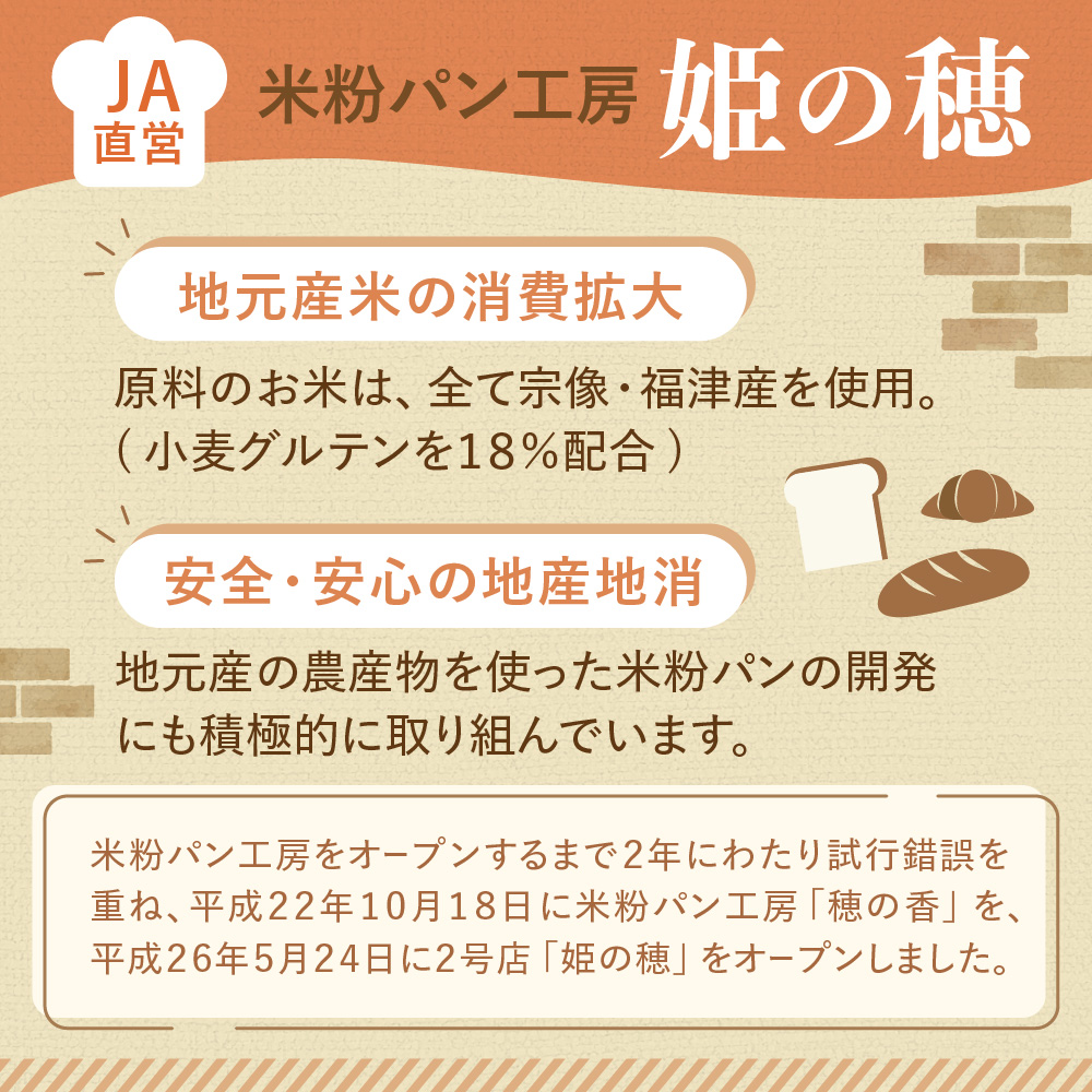 宗像産米粉使用！もちもち米粉パン10個【ＪＡむなかた　米粉パン工房「姫の穂」】_HA0641