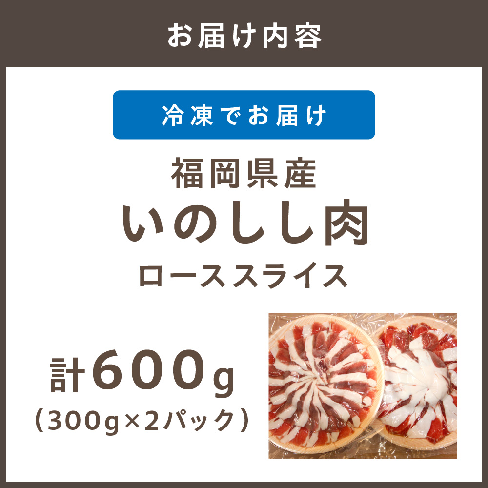 福岡県産いのしし肉ロース スライス 600g（300g×2パック）【宗像観光協会】_HA1050