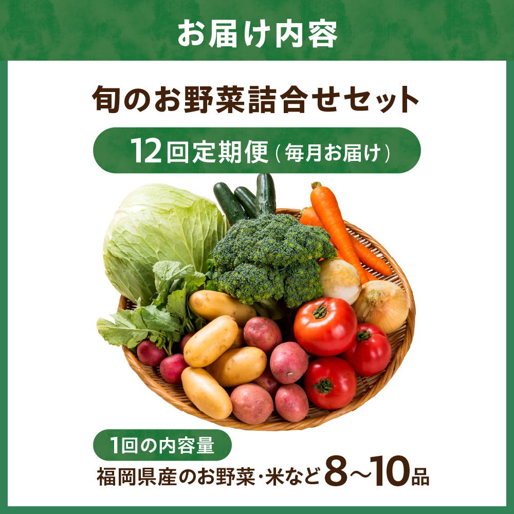 【定期便／年12回／毎月お届け】【道の駅むなかた】 旬のお野菜詰合せセット_HB0124