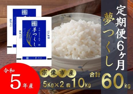 ふるさと納税 宗像市 令和5年産 宗像市産 「夢つくし」 (5kg×2袋) ×6ヶ月_PB0111 令和7年産宗像産 新米「夢つくし」 5kg正助ふるさと村_HA1856