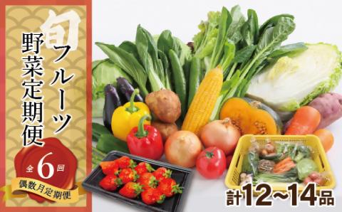 【定期便／年6回／偶数月お届け】むなかた旬の野菜・フルーツお任せセット（12～14品）【ほたるの里】_KB0114