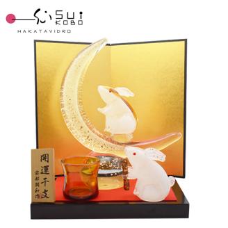 干支　月と餅つきウサギ SE-046 【粋工房】_KA1212