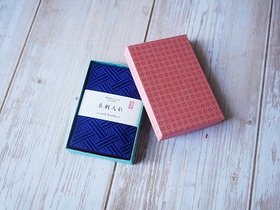 博多織 名刺入れ 格子柄・瑠璃色【数寄屋】_KA1236