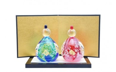 ちょこんとかわいい手作りガラスのお雛様GN-17【粋工房】_KA1188