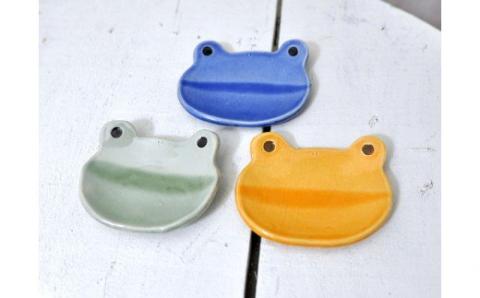 かえるの小皿3色セット【716】_KA0398