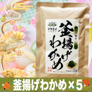 福岡県玄界灘産　釜揚げ塩蔵わかめ（120g×5パック）【マサエイ】_KA0907