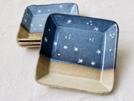 むなかた夜の浜辺 角皿 4枚セット【716】_KA0971