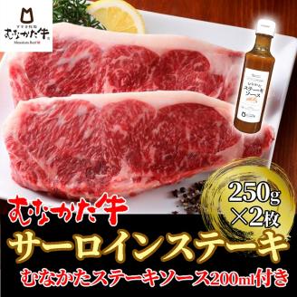 むなかた牛サーロインステーキ 500g（250g×2枚）ステーキソース付き【すすき牧場】_KA1261