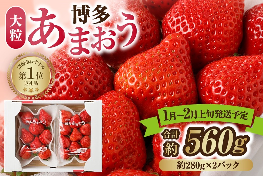 【アフター保証】大粒セレクト！大人気のあまおう 約280g×2パック【2026年1月～2月上旬お届け】【ほたるの里】_HA0276