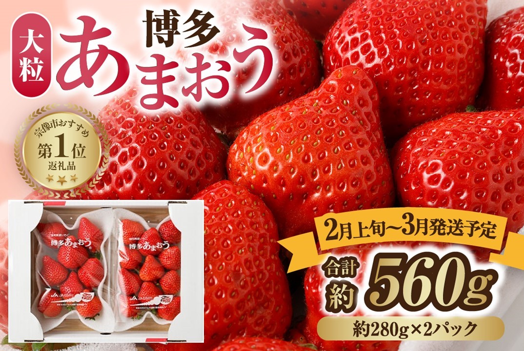 【アフター保証】 大粒セレクト！大人気のあまおう 約280g×2パック【2026年2月中旬～3月お届け】【JAほたるの里】_HA0277
