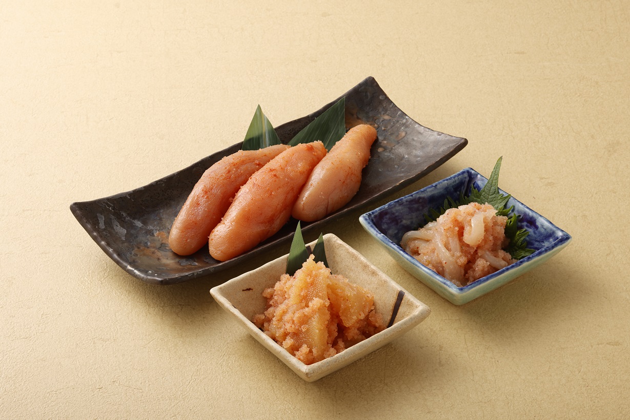 うまかもんセット（樽入り無着色辛子明太子「匠」・いか明太子・数の子明太子）【海千】_HA0346