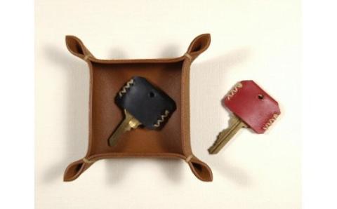 好きな色が選べる本革四角トレイ＆キーキャップ【CAFE&LEATHERDii】_HA0962