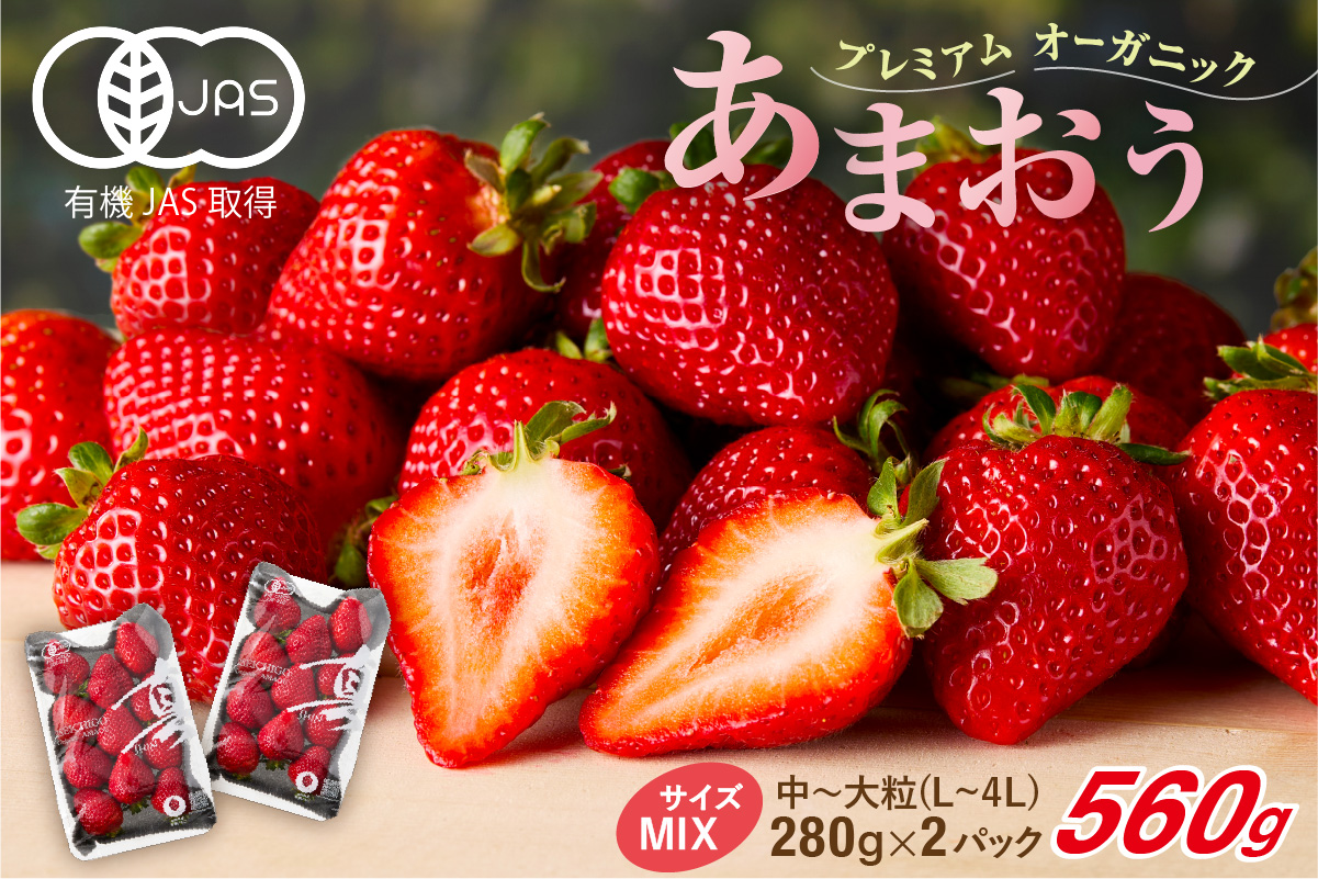 オーガニックあまおう「いせいちご」2パック(280g×2)【伊世いちご畑】_HA1116