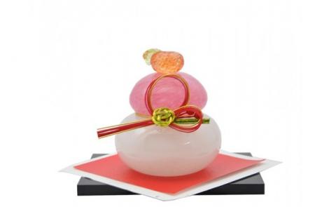 ころんっとかわいい紅白鏡餅（小）KM-N4【粋工房 】_HA1186