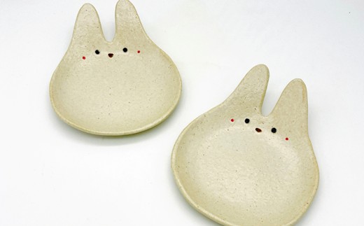 うさぎの中皿 マットホワイト 2枚セット【716】_HA1714
