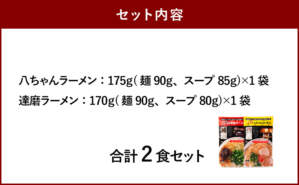 八ちゃんラーメン、達磨ラーメンセット各1食 計2食