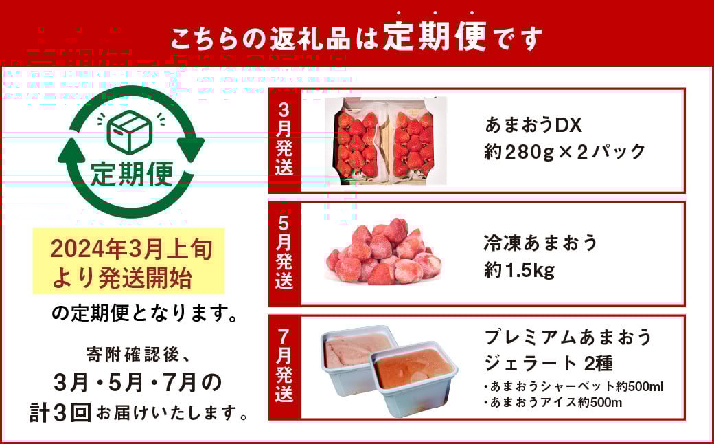 【2024年3月上旬より発送開始】【予約受付・3回定期便】あまおう 贅沢セット いちご イチゴ フルーツ 果物