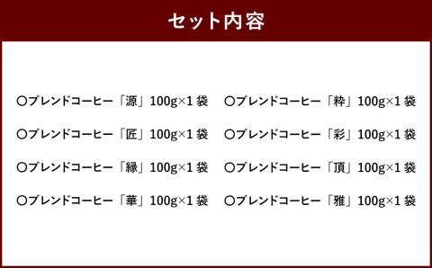 こだわり珈琲（豆）詰め合わせセット（8種×100g）
