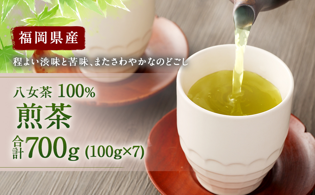 福岡県産 八女茶 100％ 煎茶 700g(100g×7袋) 大容量