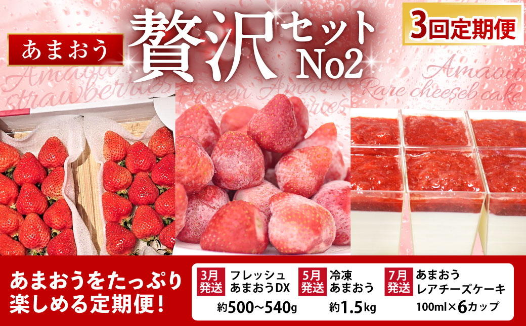 【予約受付・3回定期便】 あまおう 贅沢セット No2 冷凍あまおう あまおうレアチーズケーキ フルーツ 果物【2025年3月上旬～7月下旬発送予定】